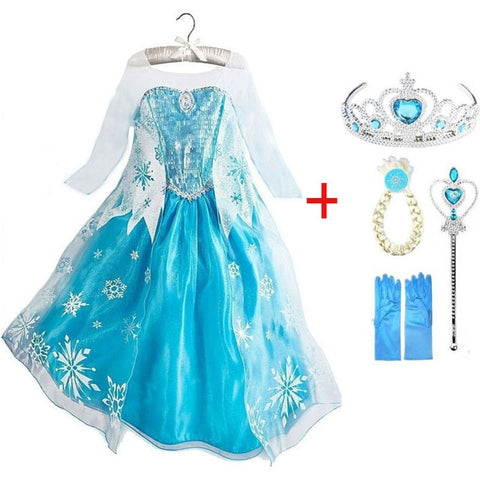 Girls elsa dress new snow queen costumes for kids cosplay dresses princess disfraz carnaval vestido de festa infantil congelados