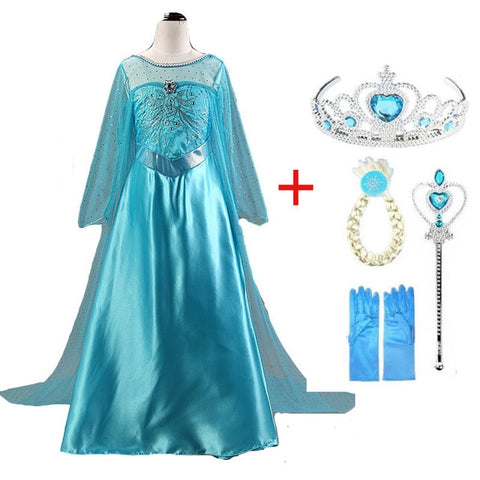 Girls elsa dress new snow queen costumes for kids cosplay dresses princess disfraz carnaval vestido de festa infantil congelados