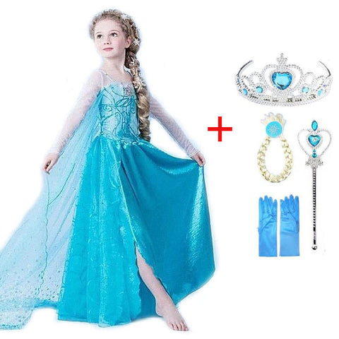 Girls elsa dress new snow queen costumes for kids cosplay dresses princess disfraz carnaval vestido de festa infantil congelados