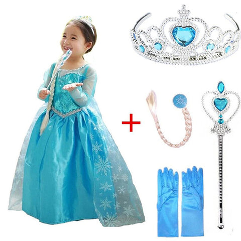 Girls elsa dress new snow queen costumes for kids cosplay dresses princess disfraz carnaval vestido de festa infantil congelados