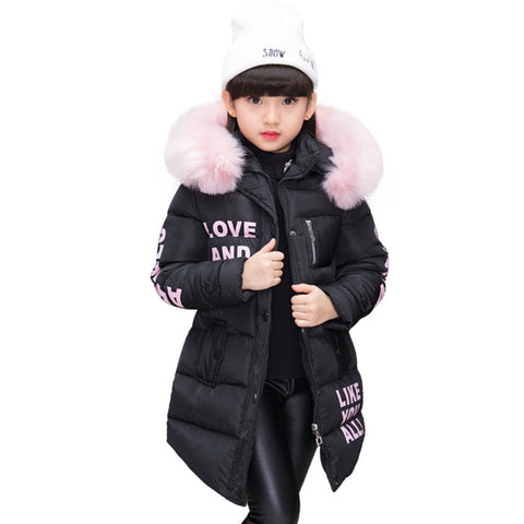 NEW Girl Winter Cotton-Padded Jacket Children's Fashion Coat Kids Outerwear Baby's warm down jacket Children Clothing 4-12 years