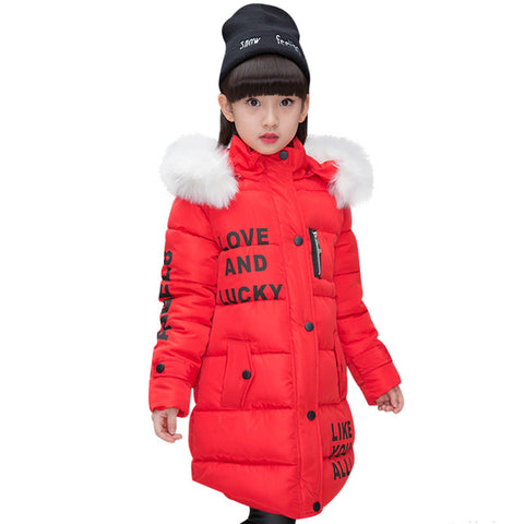 NEW Girl Winter Cotton-Padded Jacket Children's Fashion Coat Kids Outerwear Baby's warm down jacket Children Clothing 4-12 years