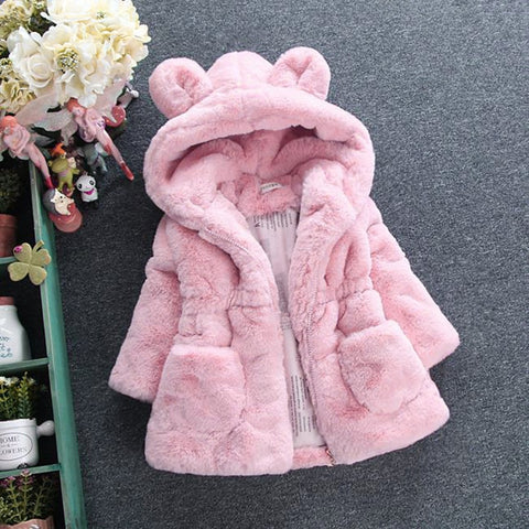 Baby Girls lacket Faux Fur 2018 New Winter Fleece Coat  Warm coat Xmas Snowsuit 1-8Y toddler girl Hooded Jackets Outerwear