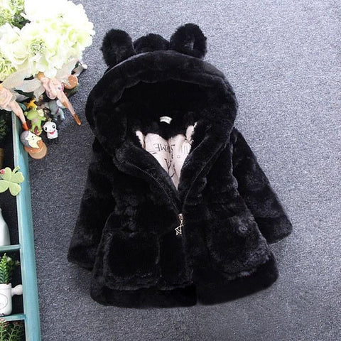 Baby Girls lacket Faux Fur 2018 New Winter Fleece Coat  Warm coat Xmas Snowsuit 1-8Y toddler girl Hooded Jackets Outerwear