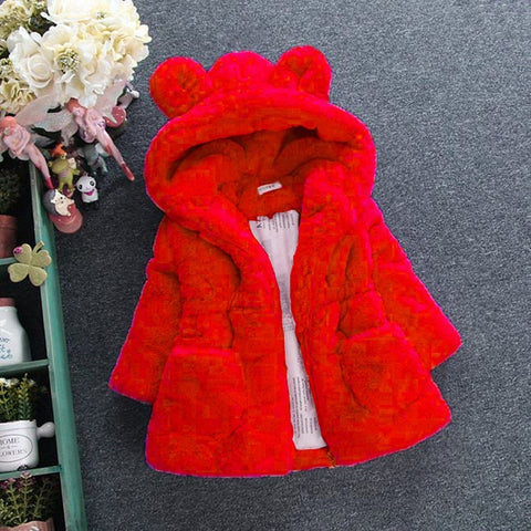 Baby Girls lacket Faux Fur 2018 New Winter Fleece Coat  Warm coat Xmas Snowsuit 1-8Y toddler girl Hooded Jackets Outerwear