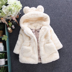 Baby Girls lacket Faux Fur 2018 New Winter Fleece Coat  Warm coat Xmas Snowsuit 1-8Y toddler girl Hooded Jackets Outerwear