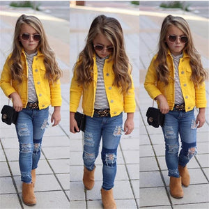 1-6Years Princess Kids Baby Girls Denim Jacket Button Coat Outerwear Tops Clothes