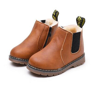 2019 New Autumn Children Shoes PU Leather Waterproof Leather Boots Warm Kids Snow Boots Girls Boys Rubber Boots Fashion Sneakers