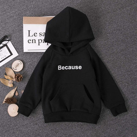 Fashion Kids Hoodies White/Black Tops Coat Cotton Boys Hoodie Letter Because Print Sweatshirt Girl Teenage School Clothing 2-18Y